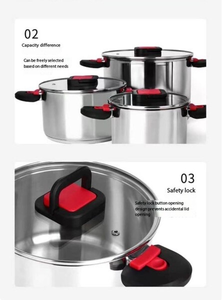 6 pcs stainless steel pots